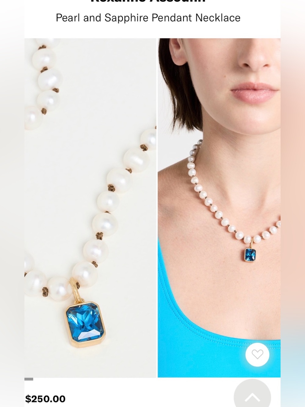 Roxanne Assoulin
Pearl and Sapphire Pendant Necklace